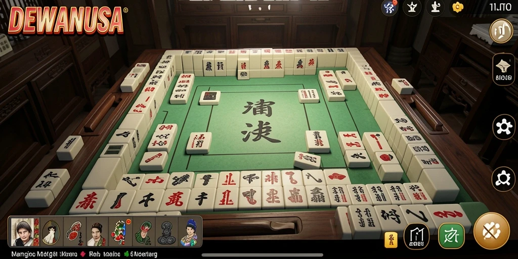 Tampilan seru dari gameplay Mahjong DEWANUSA yang penuh tantangan.