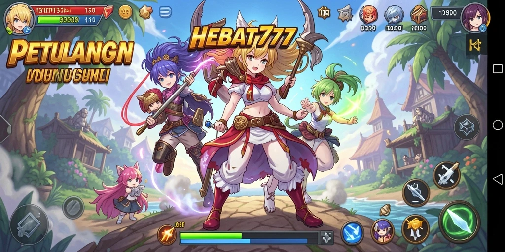 Tampilan gameplay HEBAT777 yang menampilkan aksi dan karakter anime.