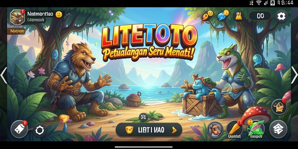 Screenshot LITETOTO menunjukkan pemain menjelajahi dunia yang penuh petualangan.