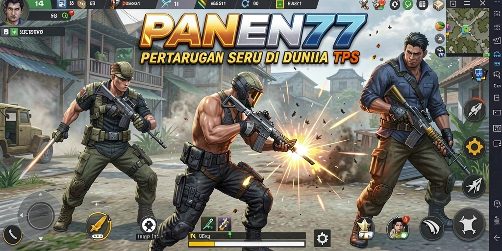 Tampilan gameplay seru dalam PANEN77 dengan aksi baku tembak yang menegangkan.