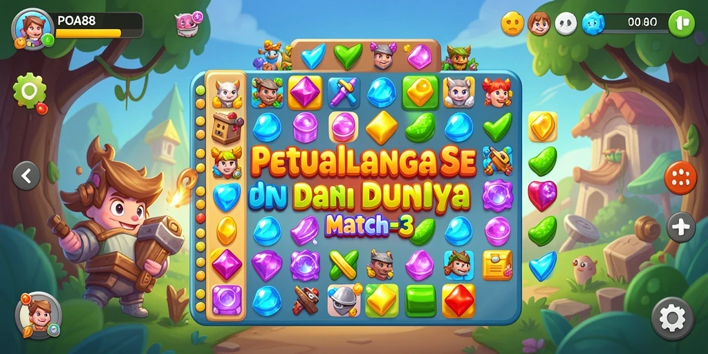 Tampilan gameplay POA88 yang menarik dengan elemen Match-3.
