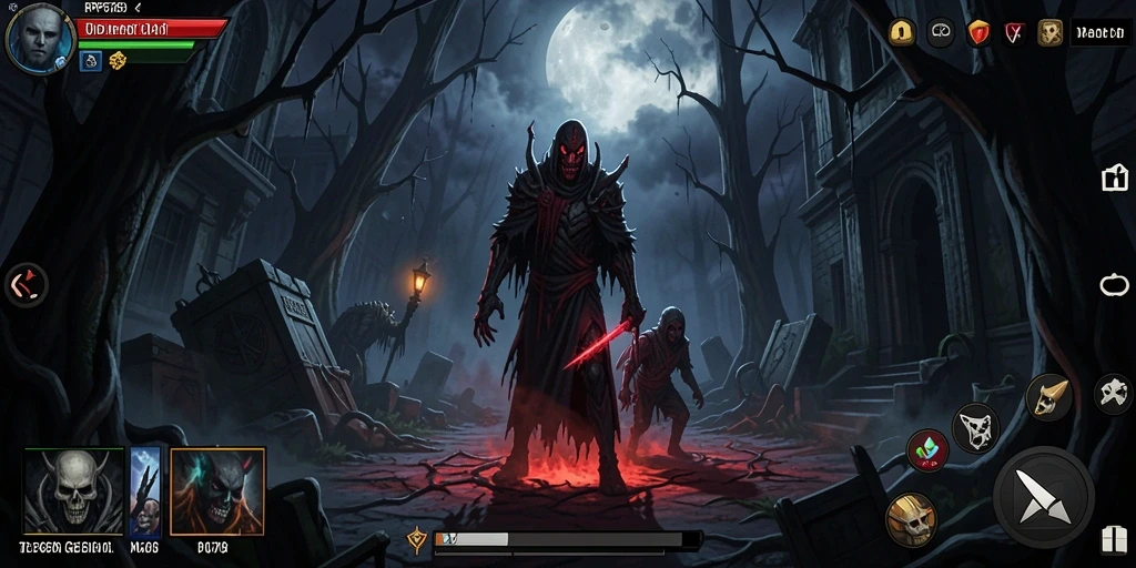 Gameplay seram dengan makhluk menyeramkan dan lingkungan gelap.