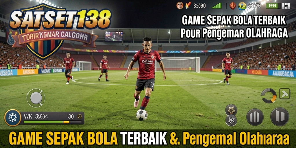 Tampilan antarmuka SATSET138 yang menarik dengan elemen sepak bola.