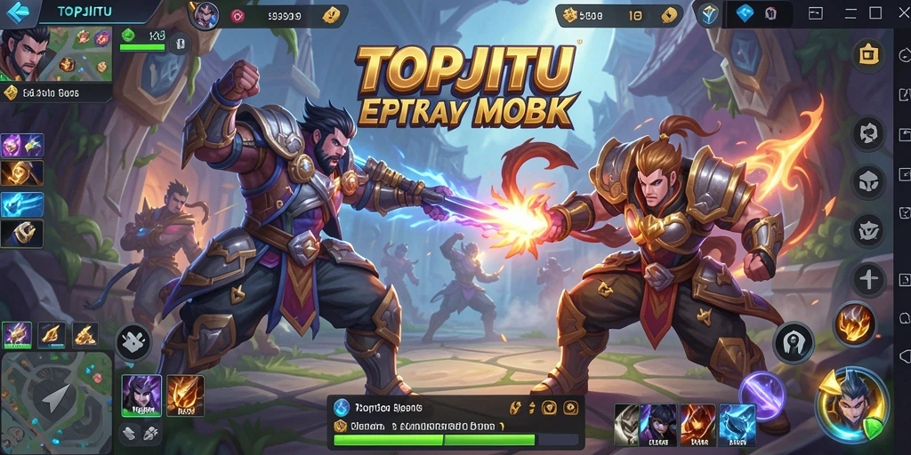 Tampilan aksi seru dalam pertarungan MOBA yang epik.