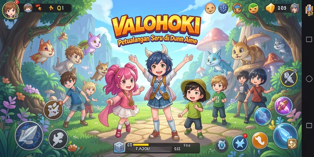 Tampilan gameplay VALOHOKI yang penuh warna dan seru.